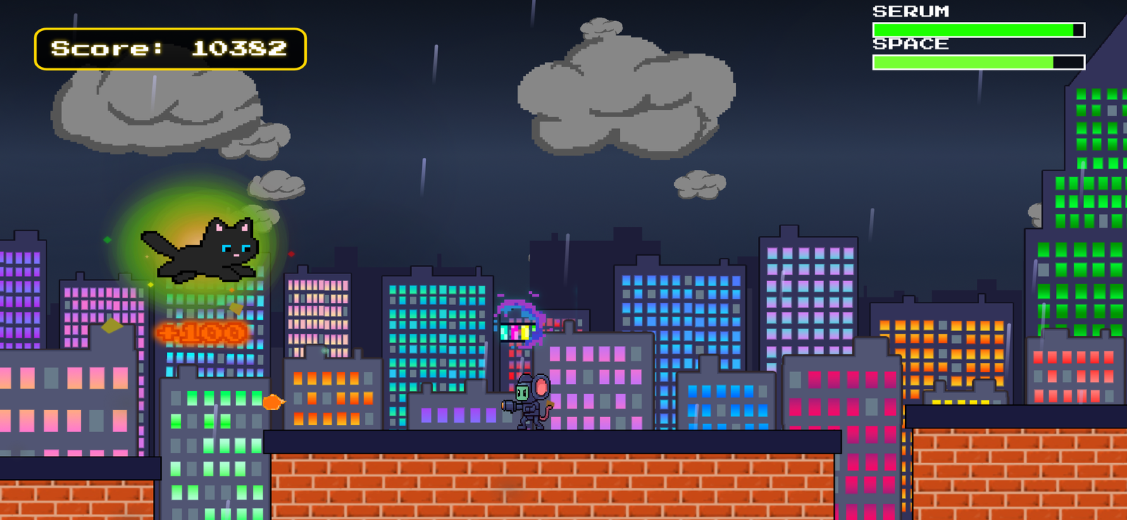 Pouncy Paws gameplay - storm serum rooftops in the rain
