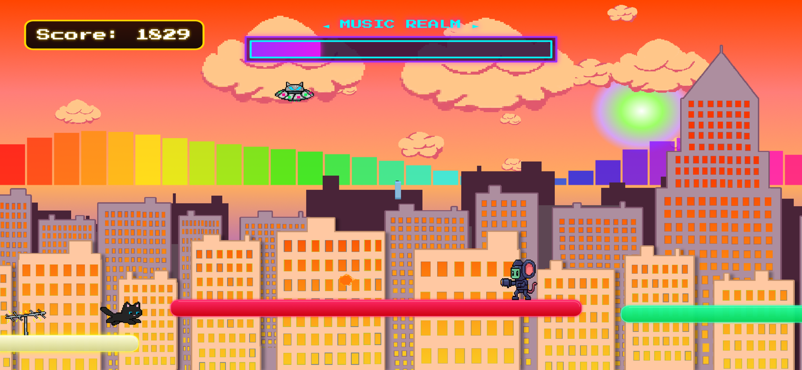 Pouncy Paws gameplay - black hole cat dive in concert mode
