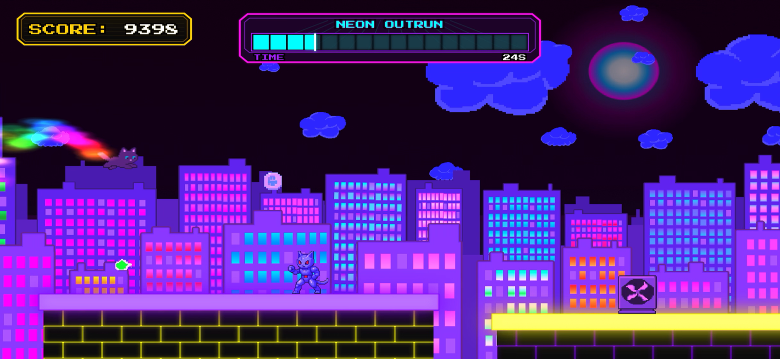 Pouncy Paws gameplay - neon realm rooftops